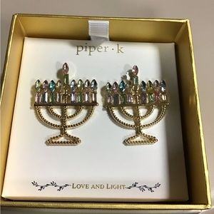 Piper K - Menorah - Hanukkah Earrings